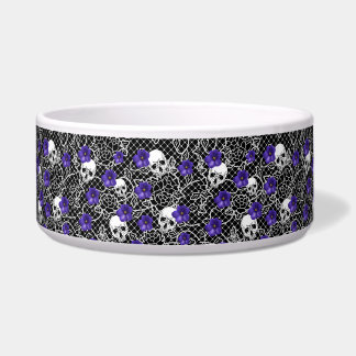 Violet flowers, skulls and lace 