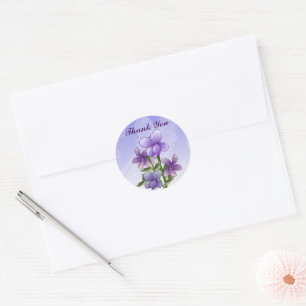Violet flowers thank you stickers