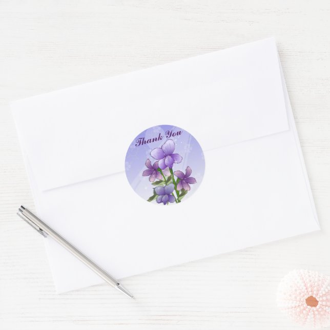 Violet flowers thank you stickers (Envelope)