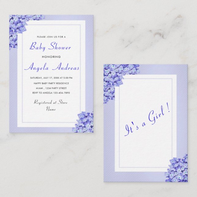 Violet Flowers Violets Baby Girl Shower Invitation (Front/Back)