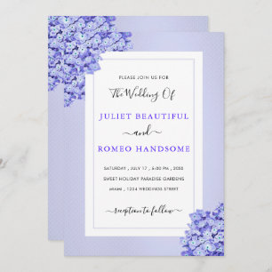 Violet Flowers Wedding Invitation - Custom Colours