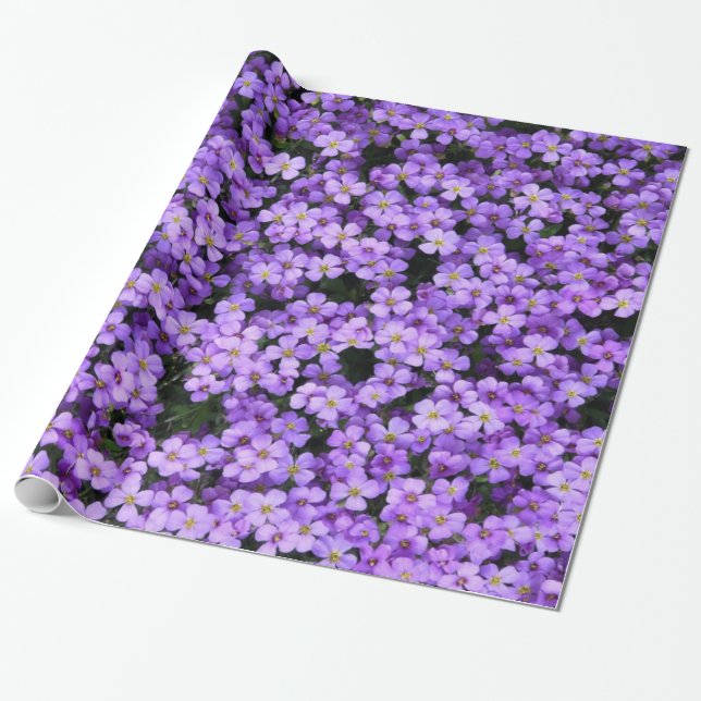 Violet Flowers Wrapping Paper (Unrolled)