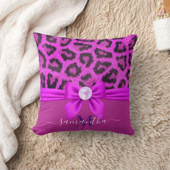 Violet Fur Leopard Print Cushion (Blanket)