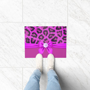 Violet Fur Leopard Print Doormat