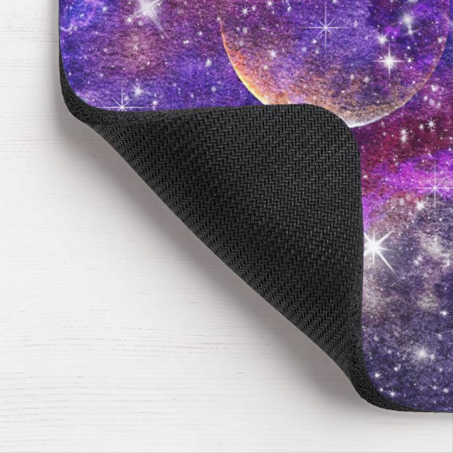 Violet Galaxy Milky Way With Planet Mouse Pad (Corner)