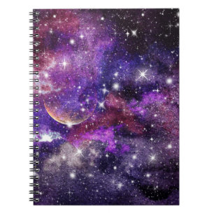 Violet Galaxy Milky Way With Planet Notebook