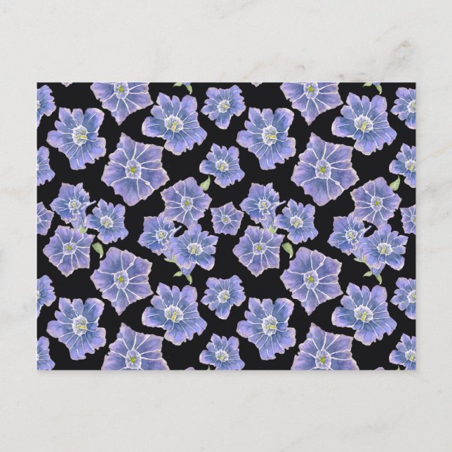 Violet Gentain Floral Pattern Holiday Postcard (Front)