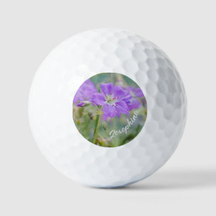 Violet Geranium Wildflower Pretty Flower And Name Golf Balls