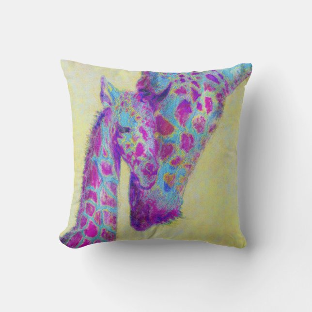 violet giraffes personalizable pillow (Front)