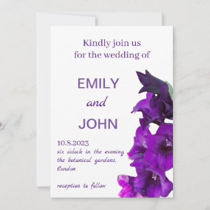 Violet Gladiolus Floral Wedding Invitation
