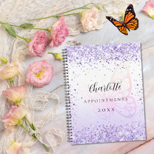 Violet glitter butterfly 2024 planner
