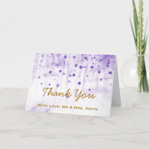 Violet Glitter Confetti Sparkles Dots Thank You Card