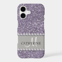 Violet Glitter, Diamond Gems, Name and Monogram