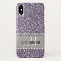 Violet Glitter, Diamond Gems, Name and Monogram
