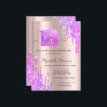 Violet Glitter Drips Rose Gold 18th Birthday   Invitation<br><div class="desc">A modern,  chic,  and glamourous with glitter drips on a rose gold background.</div>