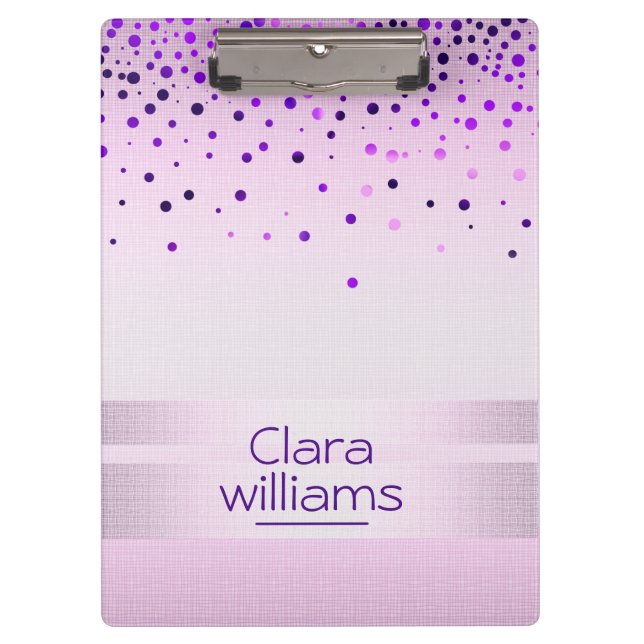 Violet Glitter Faux Sparkle Confetti Modern Clipboard (Front)