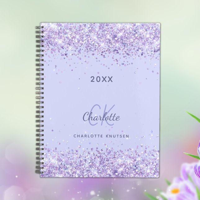 Violet glitter monogram initials script 2022 planner (Creator Uploaded)