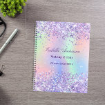 Violet glitter name holographic business planner<br><div class="desc">A trendy holographic background with unicorn colours and rainbow colours in pink,  purple,  rose gold,  mint green. Decorated with violet,  lavender coloured faux glitter dust  Personalise and add your name,  title,  text</div>