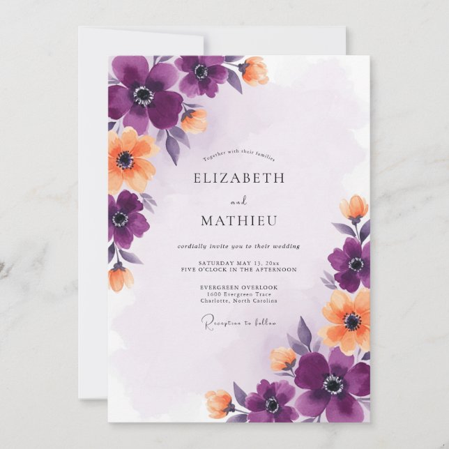 Violet Glorious Summer Wedding Invitation (Front)