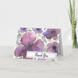 Violet Gold Glitter Floral Birthday Thank You 