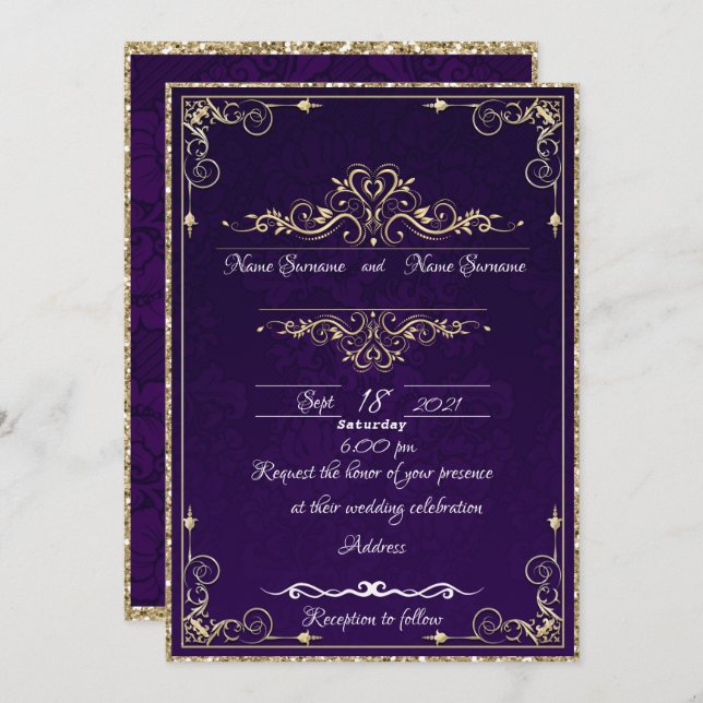 Violet-gold Invitation (Front/Back)