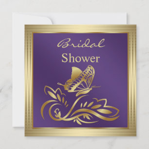 Violet & gold swirls and butterfly Bridal Shower Invitation