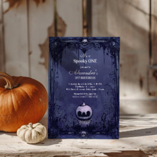 Violet Gothic Spooky ONE Birthday Invitation