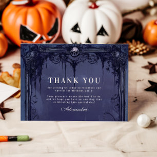 Violet Gothic Spooky ONE Birthday Thank You Card