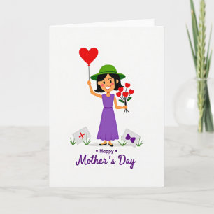 Violet Gown Mothers Day Heart Card
