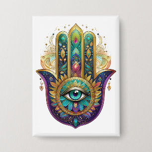 Violet Green Gold Petals Hamsa Turquoise Third Eye