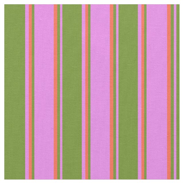 Violet, Green & Red Coloured Striped/Lined Pattern Fabric (Close Up)