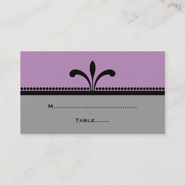 Violet/Grey Fancy Art Deco Place Cards (Front)