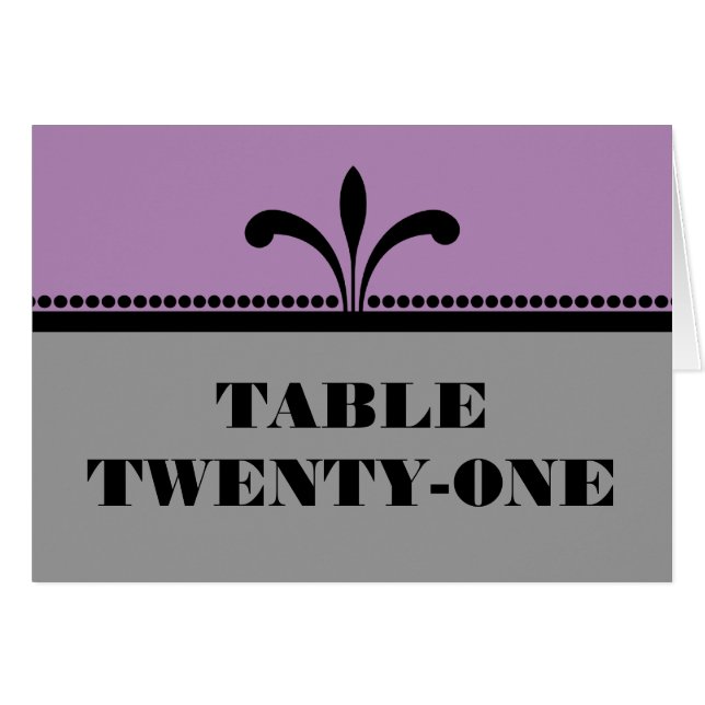 Violet/Grey Fancy Art Deco Table Number Card (Front Horizontal)