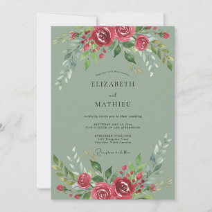 Violet Grey Picturesque Botanical Wedding Invitation