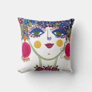 Violet - Gypsy Garden Girl Cotton Pillow