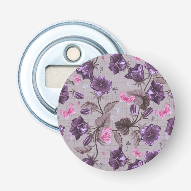 violet hand bells and pink butterflies pattern bottle opener (Front)
