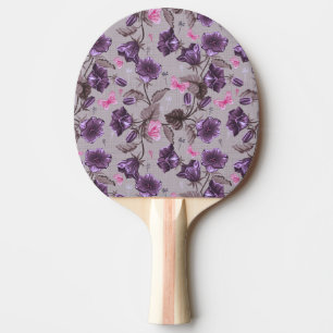 violet hand bells and pink butterflies pattern ping pong paddle