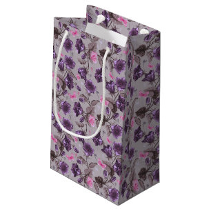 violet hand bells and pink butterflies pattern small gift bag