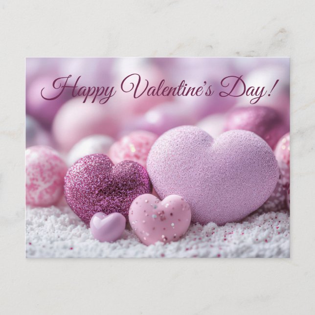 Violet hearts with Glitter Valentine's Day Postcard (Front)