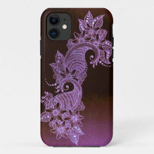 violet henna mehndi floral case