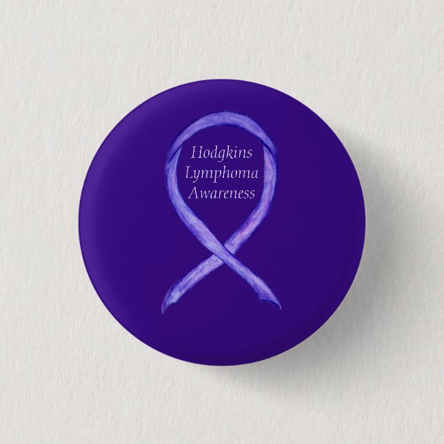 Violet Hodgkins Lymphoma Awareness Ribbon Buttons (Front)