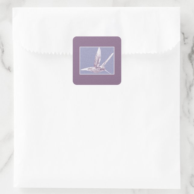 Violet Hummingbird Square Sticker (Bag)