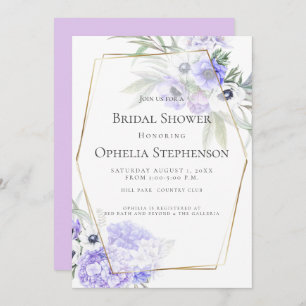 Violet Hydrangea and Anemone Floral Bouquet Invitation
