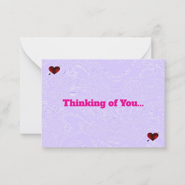 Violet Ice And Hearts Note Cards (Front)