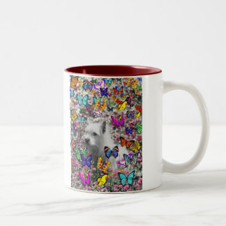 Violet in Butterflies – White Westie Dog Two-Tone Coffee Mug