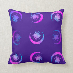 Violet Indigo Purple Moon & Sun Zen Bedroom Cushion
