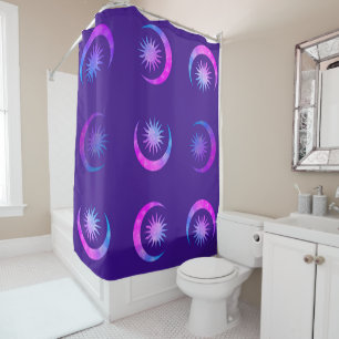 Violet Indigo Purple Moon & Sun Zen Bedroom Shower Curtain
