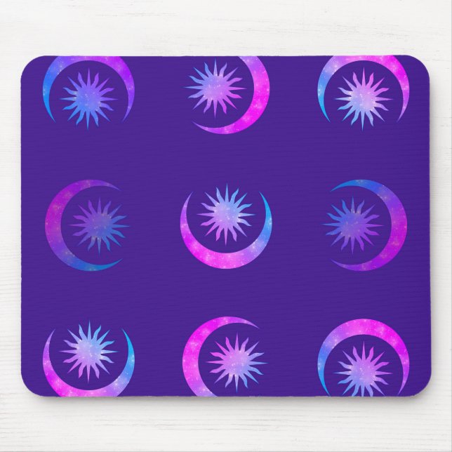 Violet Indigo Purple Moon & Sun Zen Mouse Pad (Front)