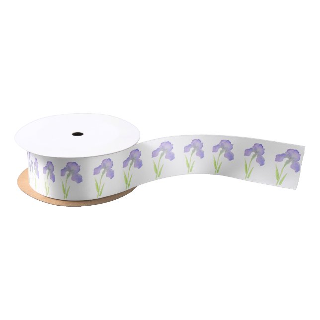Violet Iris Pattern Satin Ribbon (Spool)