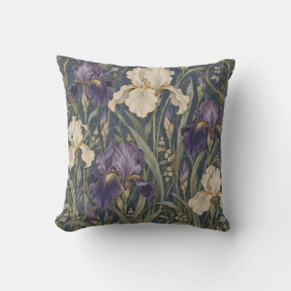 Violet Ivory Iris Art Nouveau Cushion